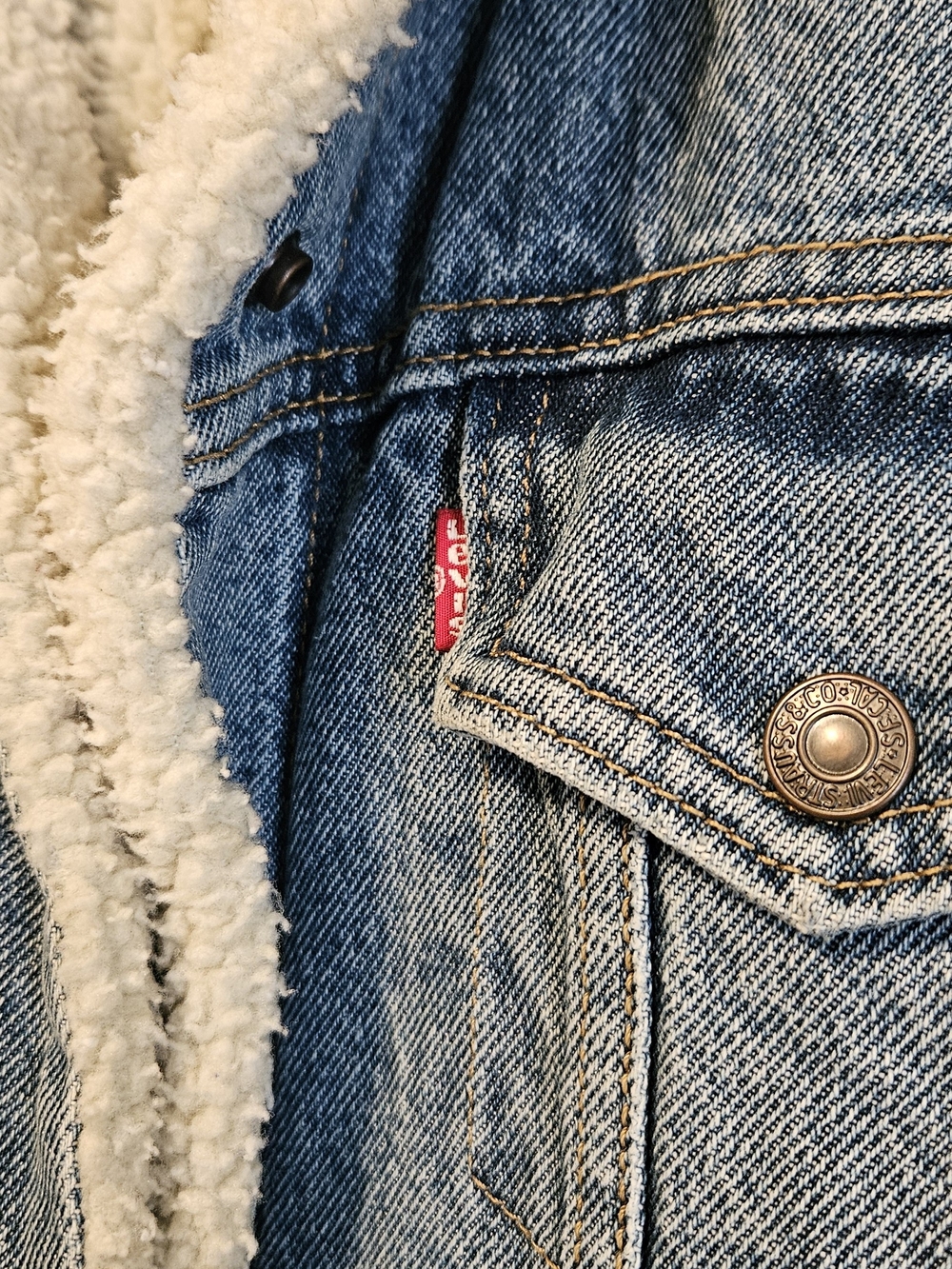 Levi's Sherpa-Lined Denim Jacket in Light Blue
